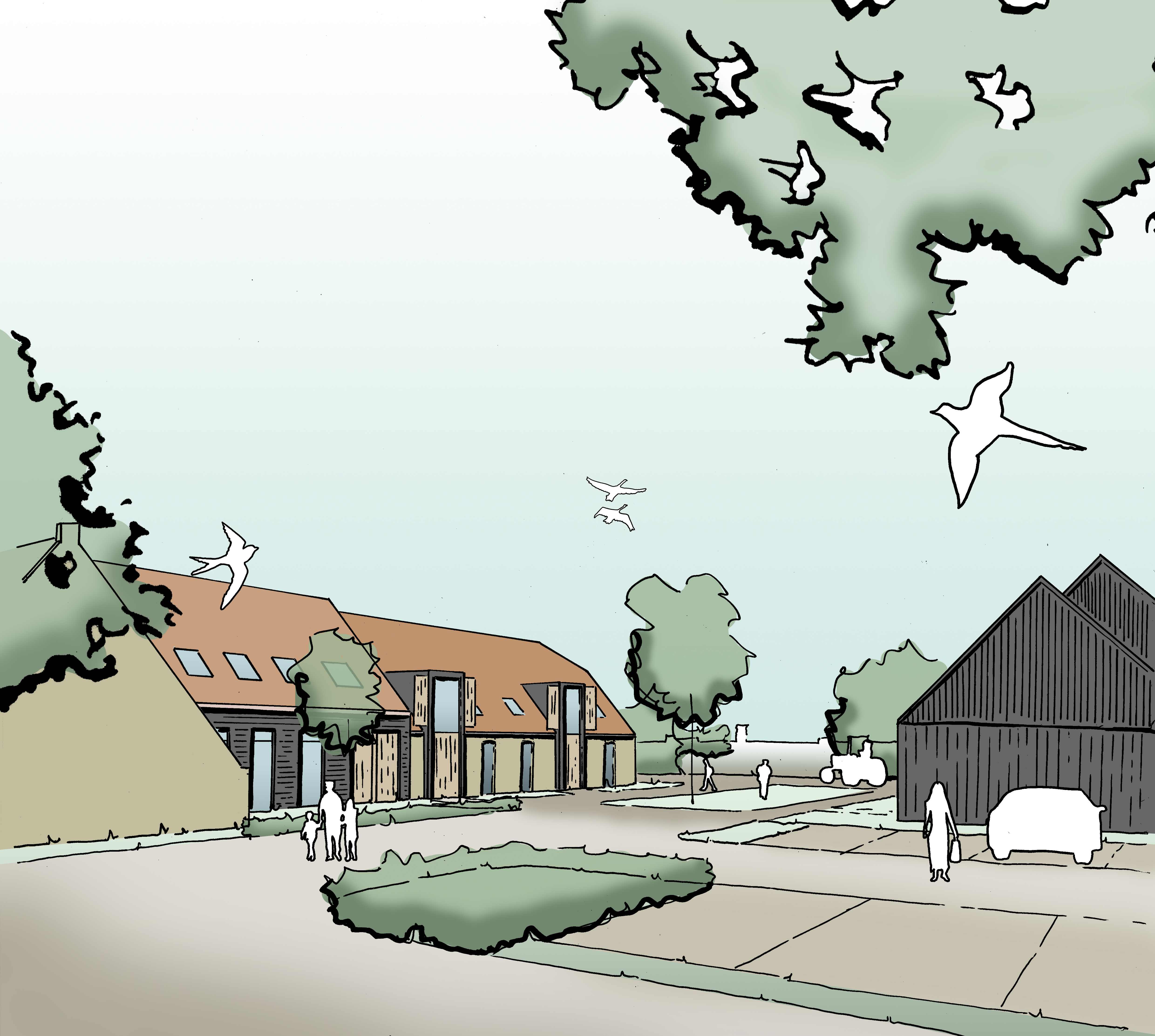 Schetsontwerp nieuwe erfinrichting