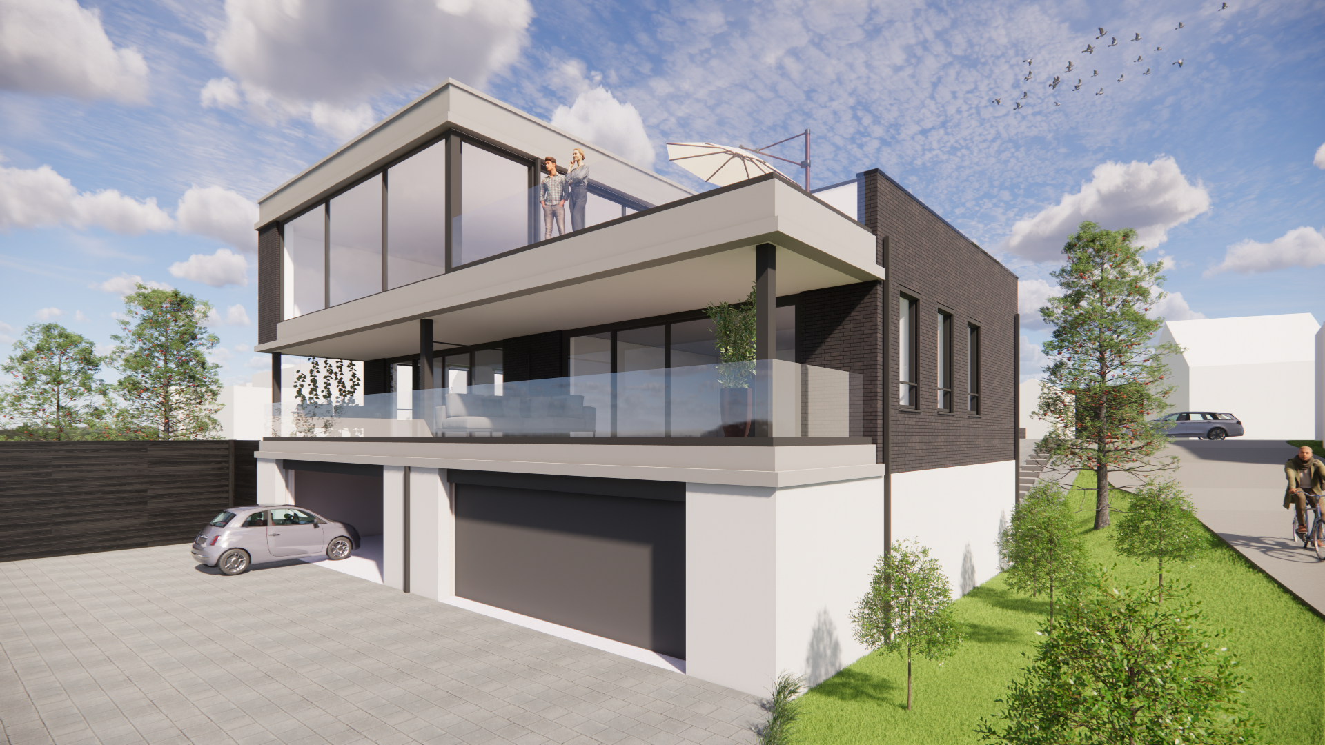 Artist impression van de achterzijde van het nieuwe gebouw. Artist impression van de achterzijde van het nieuwe gebouw.