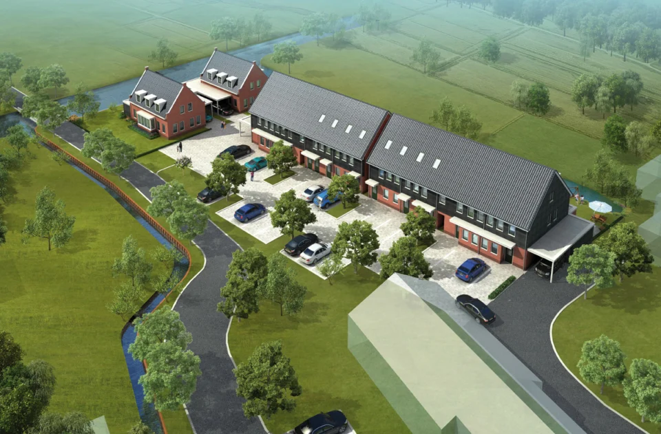 Vogelvlucht landelijke woningen Goudriaan Vogelvlucht landelijke woningen Goudriaan