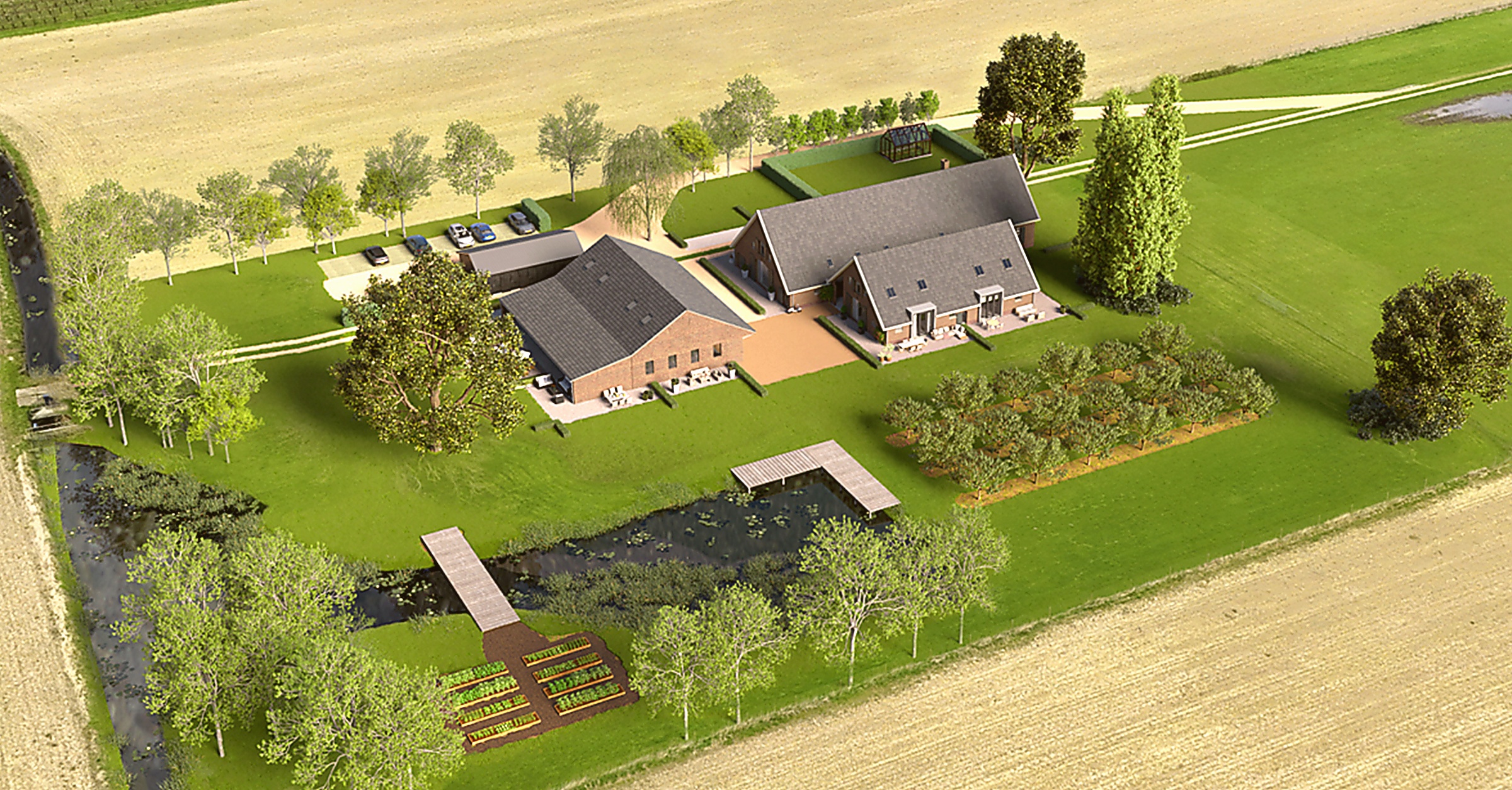 wilhelminahoeve aerial morninglight